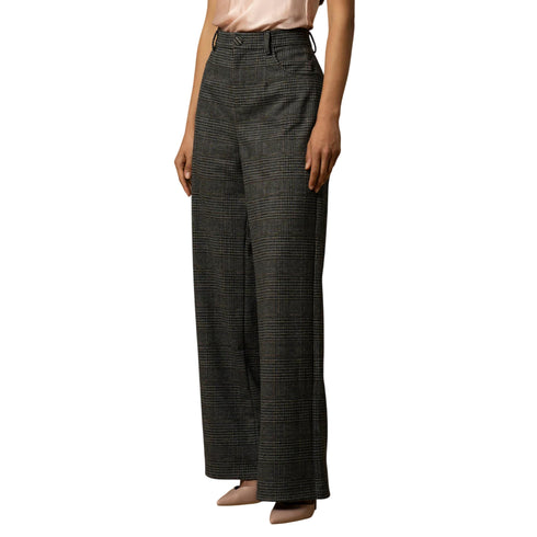 Pantalone Donna con gamba ampia, fantasia all over e passant